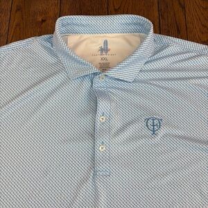 Johnnie-O Shirt Mens 2XL Featherweight Performance Stretch Golf Polo Blue Read